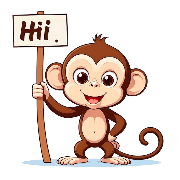 Vector a monkey holding a sign that saysim the word im a