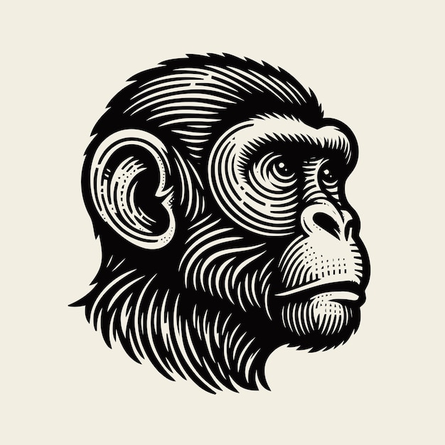 Monkey illustration with engraving style