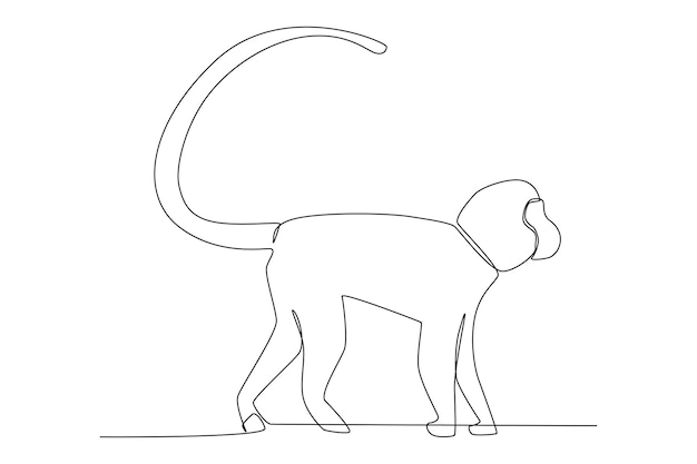 A monkey illustration for world wildlife day one line art