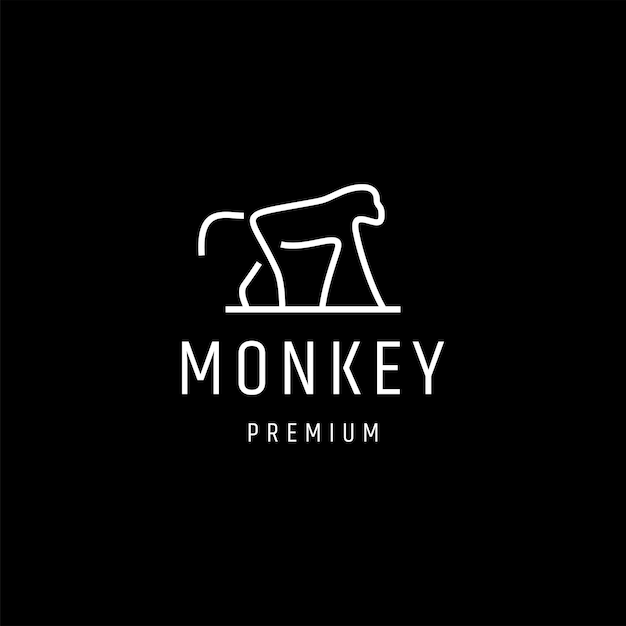 Monkey line art logo icon design template