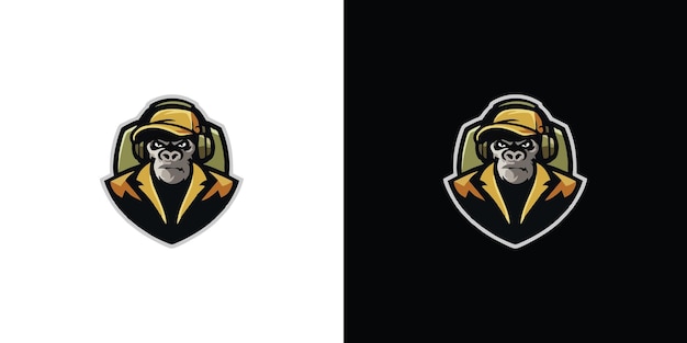 Monkey logo design illustration Premium Vector