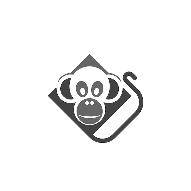 Monkey logo icon illustration vector flat design