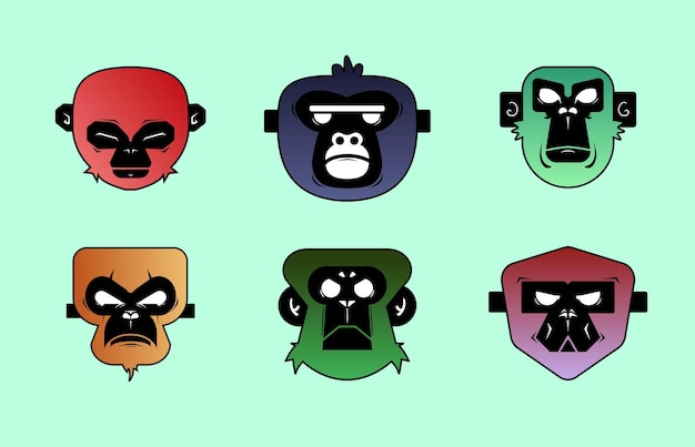 Monkey logo illustration with various shapes and attractiveness of various colors