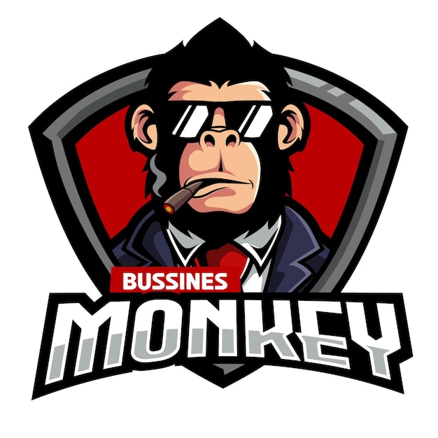 Monkey mascot logo vector Animal vector illustration Geek monkey logo