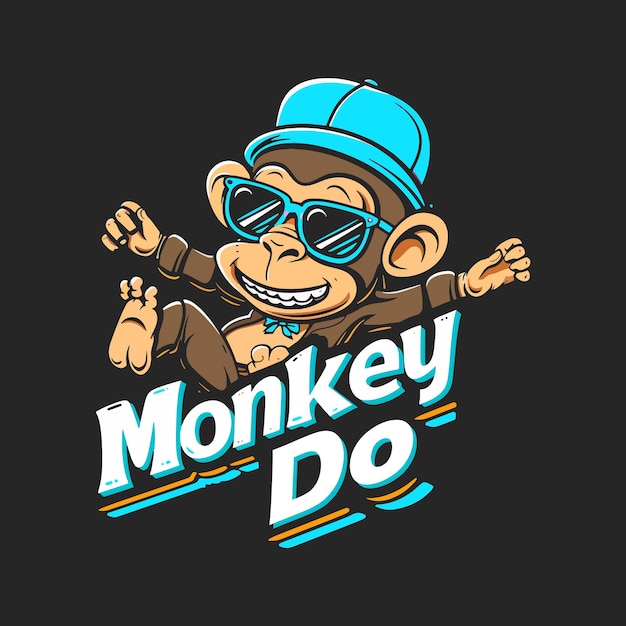 Vector a monkey mascot logo wearing sunglasses and a hat with a hat on it