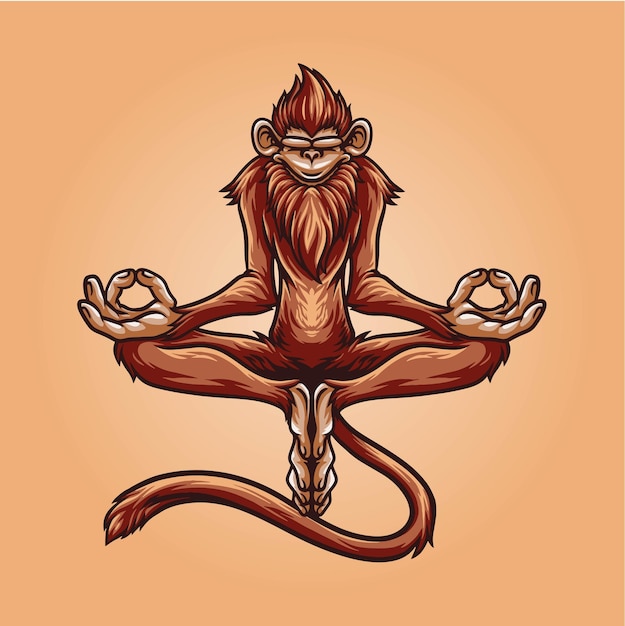 Monkey Meditation mascot great illustration for your branding business