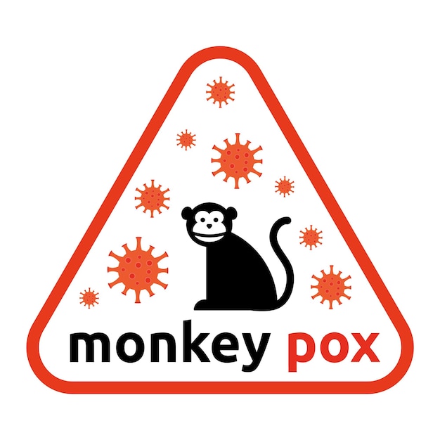 Monkey Pox virus caution in red triangle