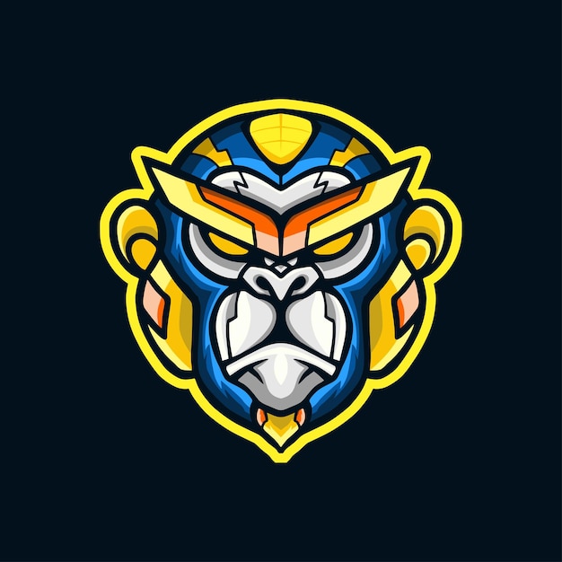 Monkey robot head mascot logo design