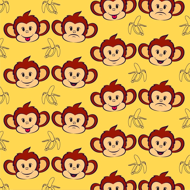 Vector monkey seamless pattern vector