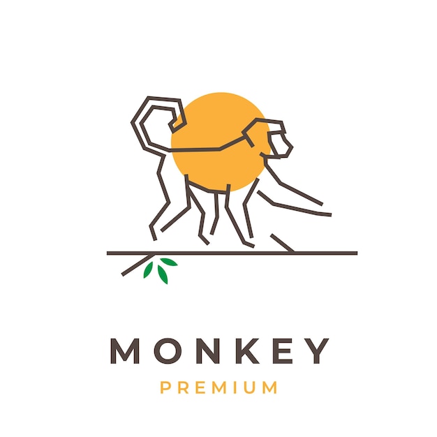 Monkey Simple Line art Illustration Logo