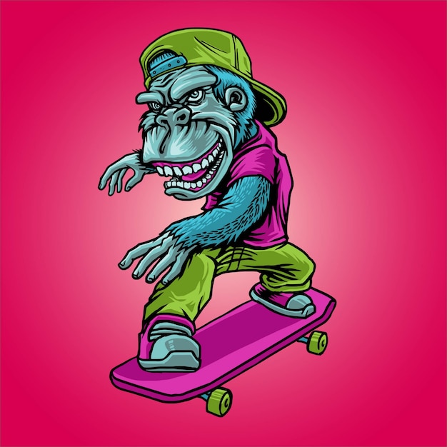 monkey and skateboard