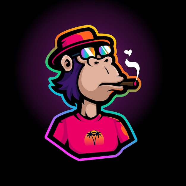 Monkey Smoking Mascot Logo