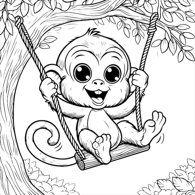 a monkey on a swing with the words monkey on it