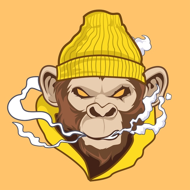 monkey vapor mascot cartoon