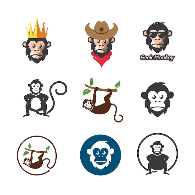 Monkey vector icon logo illustration design