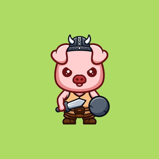 Monkey Viking Cute Creative Kawaii Cartoon Mascot Logo