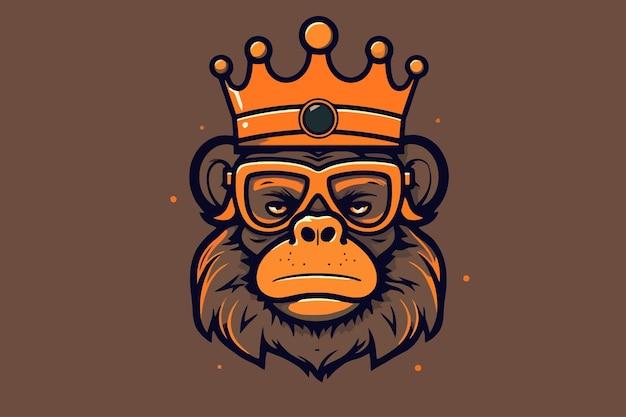 monkey wearing glasses and crown vector