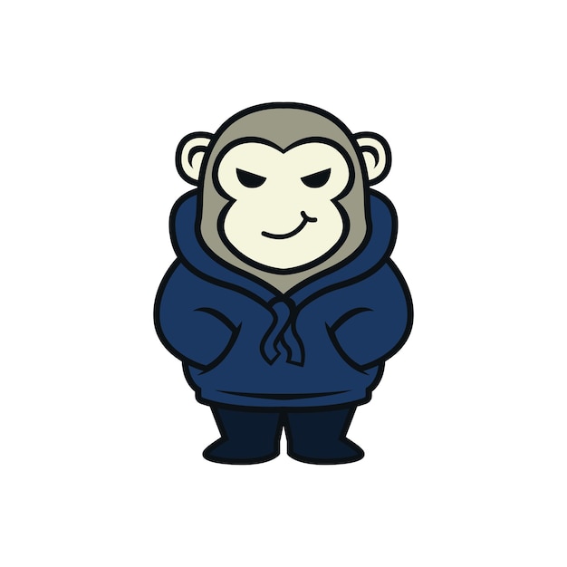 monkey wearing hoodie while standing vector illustration