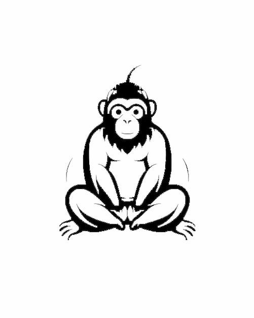 A monkey with a black and white drawing of a monkey.