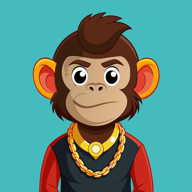 Vector a monkey with a chain around his neck