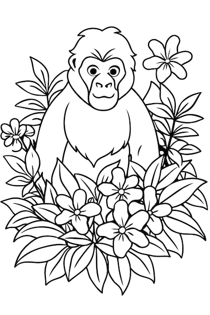 a monkey with flowers and a monkey on it