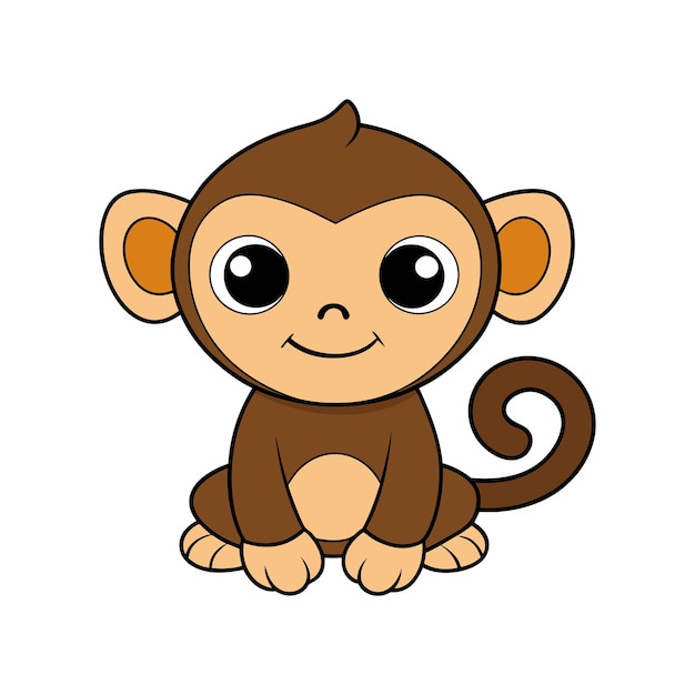 Vector a monkey with a long tail sits on a white background