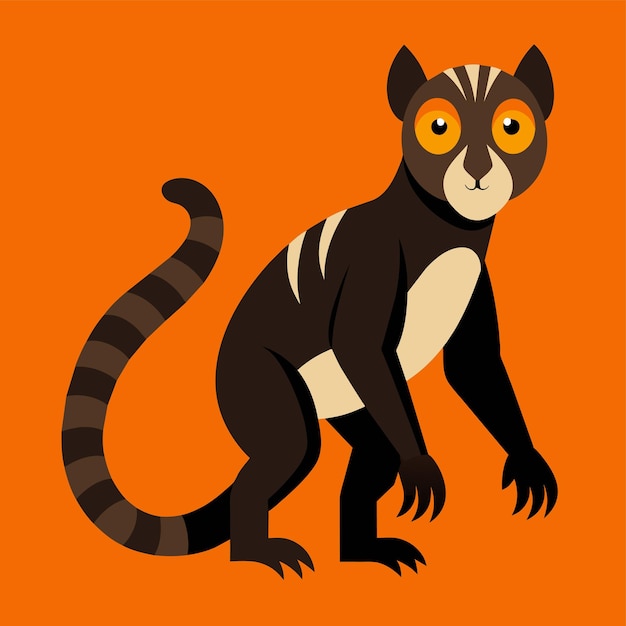 Vector a monkey with a striped tail is shown with a striped tail