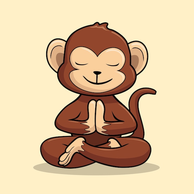 Monkey Yoga Cartoon Chimp Auspicious Pose Swastikasana