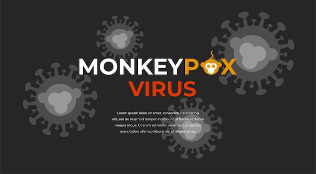 Monkeypox infection pandemic Monkey Pox virus outbreak pandemic design with microscopic icon monkey virus Vector black background