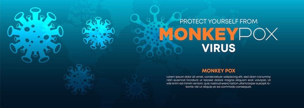 Vector monkeypox or mpox is a virus that infects humans through transmission from animals web banner header and background cover for orthopoxvirus infectious zoonotic diseases