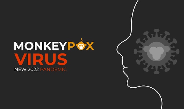 Monkeypox web banner with virus icon New 2022 pandemic People with monkey pox virus Vector illustration