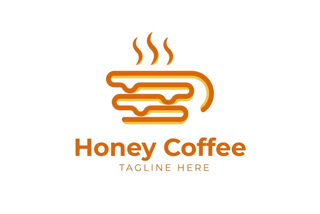 Mono line Honey Coffee modern logo template