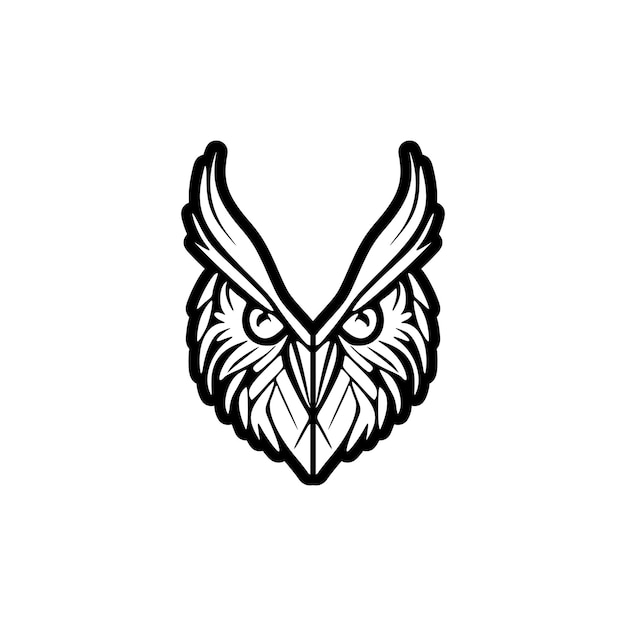 A monochromatic vector owl logo designed with minimal detail