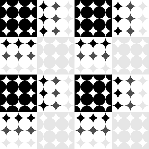 Monochrome abstract circle square pattern