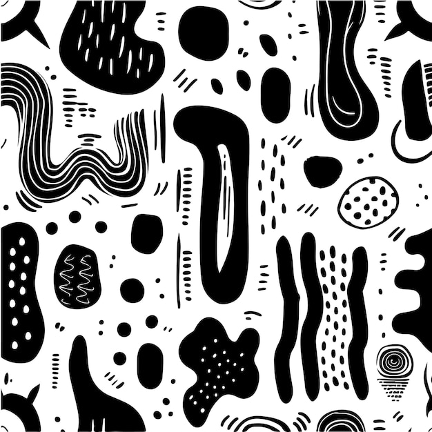 Monochrome Abstract Shape Doodle Vector Art