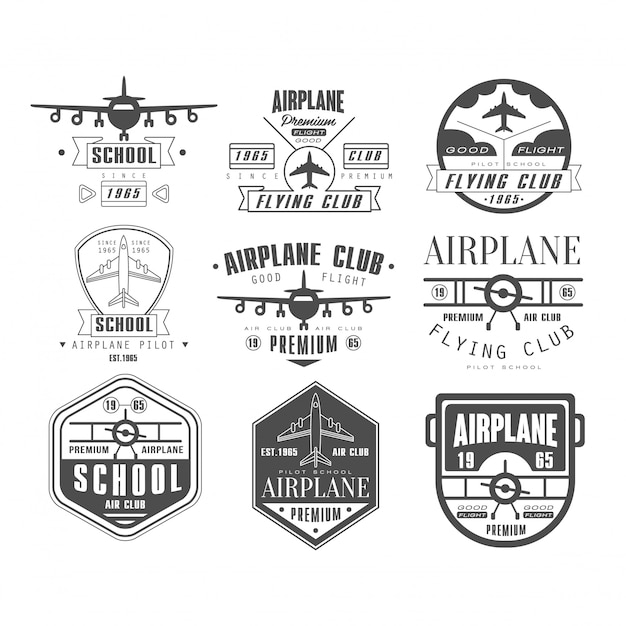 Monochrome Airplane Club Emblems