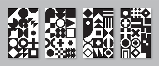 Monochrome Bauhaus geometric cover set