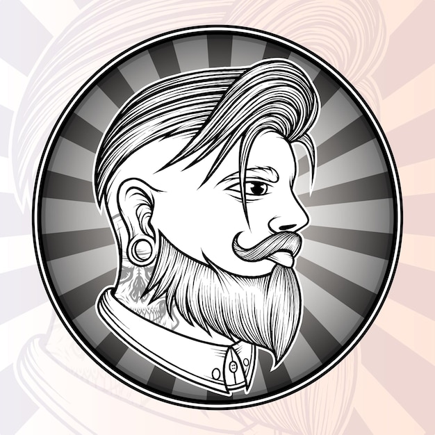 Monochrome Bearded Barber Vector