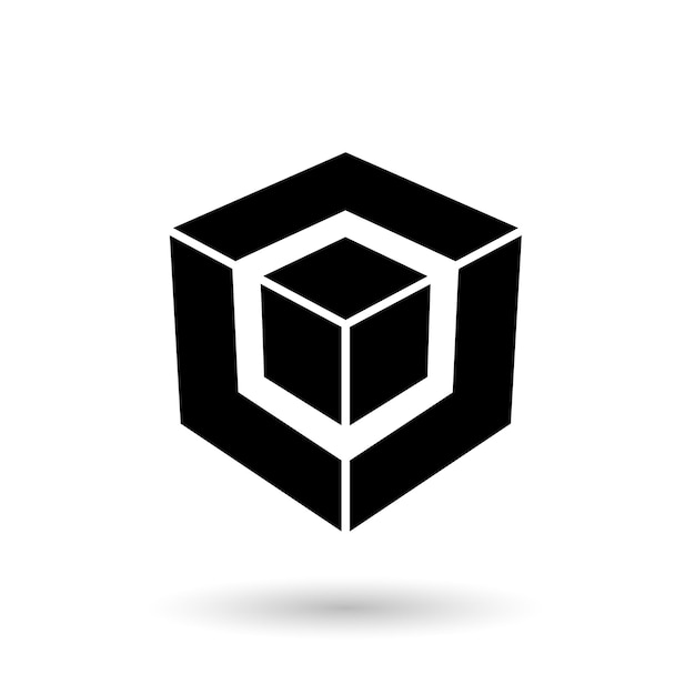 Monochrome Black Cube in Cube Vector Illustration