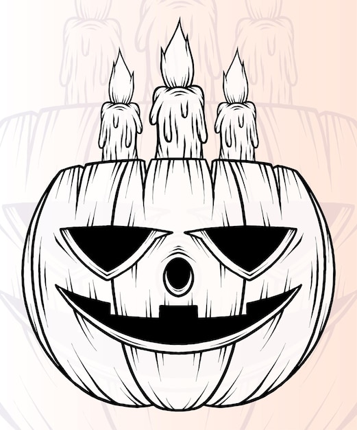 Monochrome Candle on Halloween Pumpkin