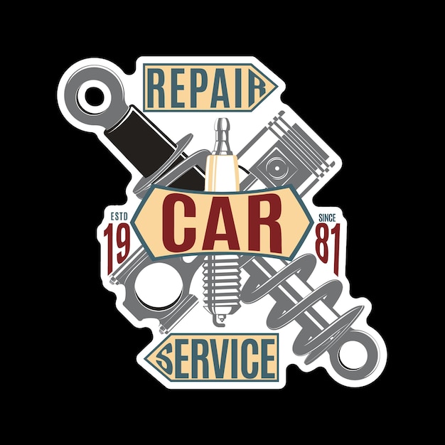 Monochrome car repair service logo