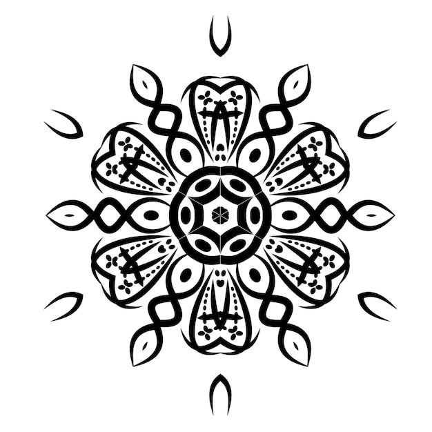 Monochrome circular geometric ornament Round mandala