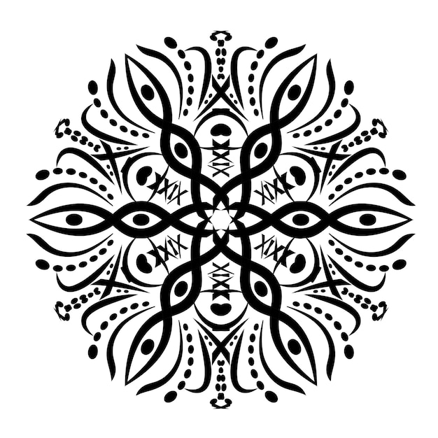 Monochrome circular geometric ornament Round mandala