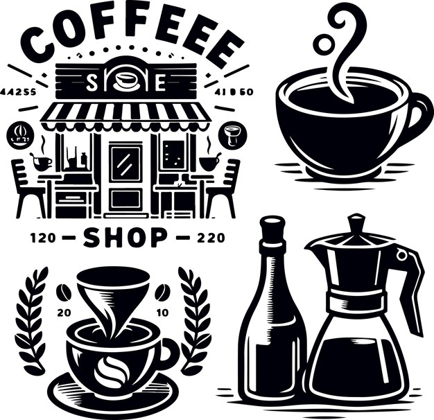 Vector monochrome cosmonaut coffee shop logo for emblems badges and levels vector illustration