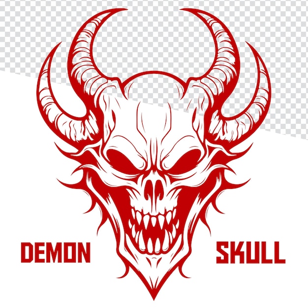 Vector monochrome demon skull vector logo label emblem sign poster tee