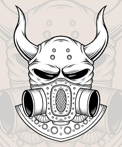 Monochrome Demon with Gas Mask