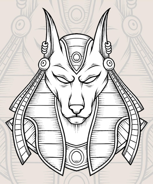 Monochrome Egyptian Anubis Illustration