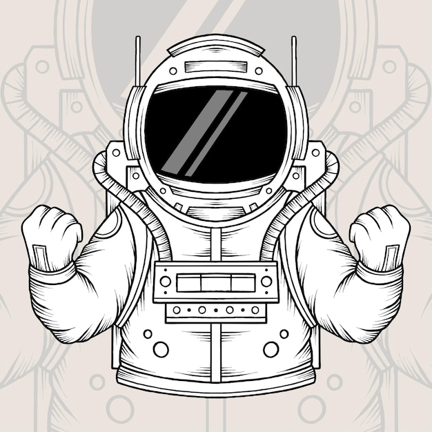 Monochrome Excited Astronaut Vector