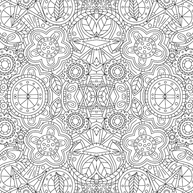 Monochrome Floral Pattern Hand Drawn Texture with Flowers