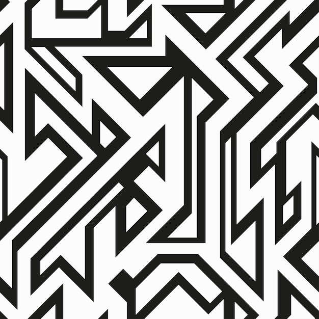 Monochrome futuristic geometric seamless pattern